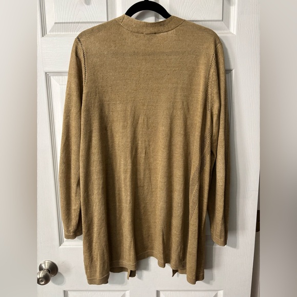 Talbots 100% Linen Cardigan Sweater Plus size 1X Neutral Tan Lightweight - Picture 5 of 7
